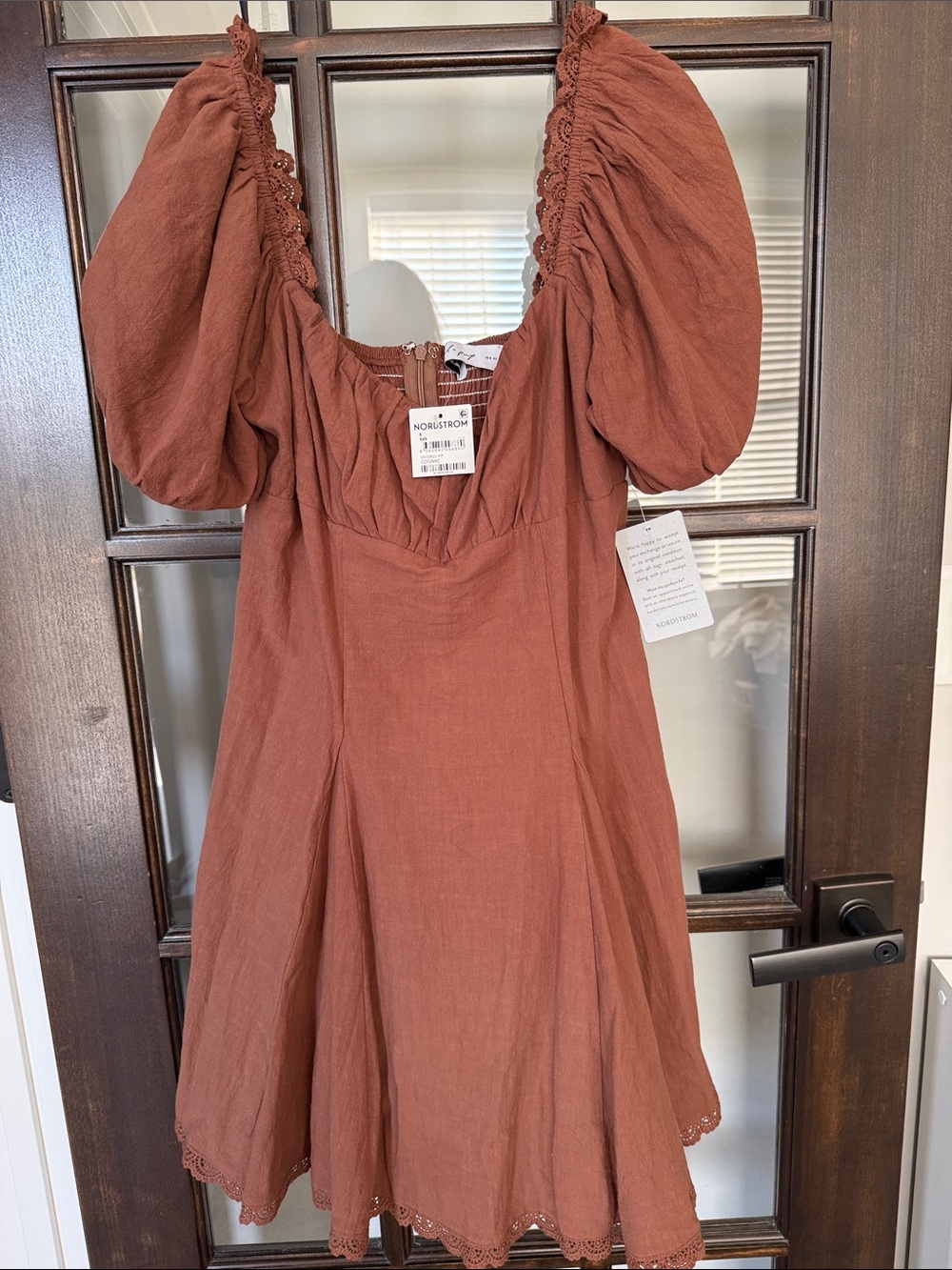 Petal & Pup Chocolate Brown Puff-Sleeve Mini Dress - Picture 5 of 9